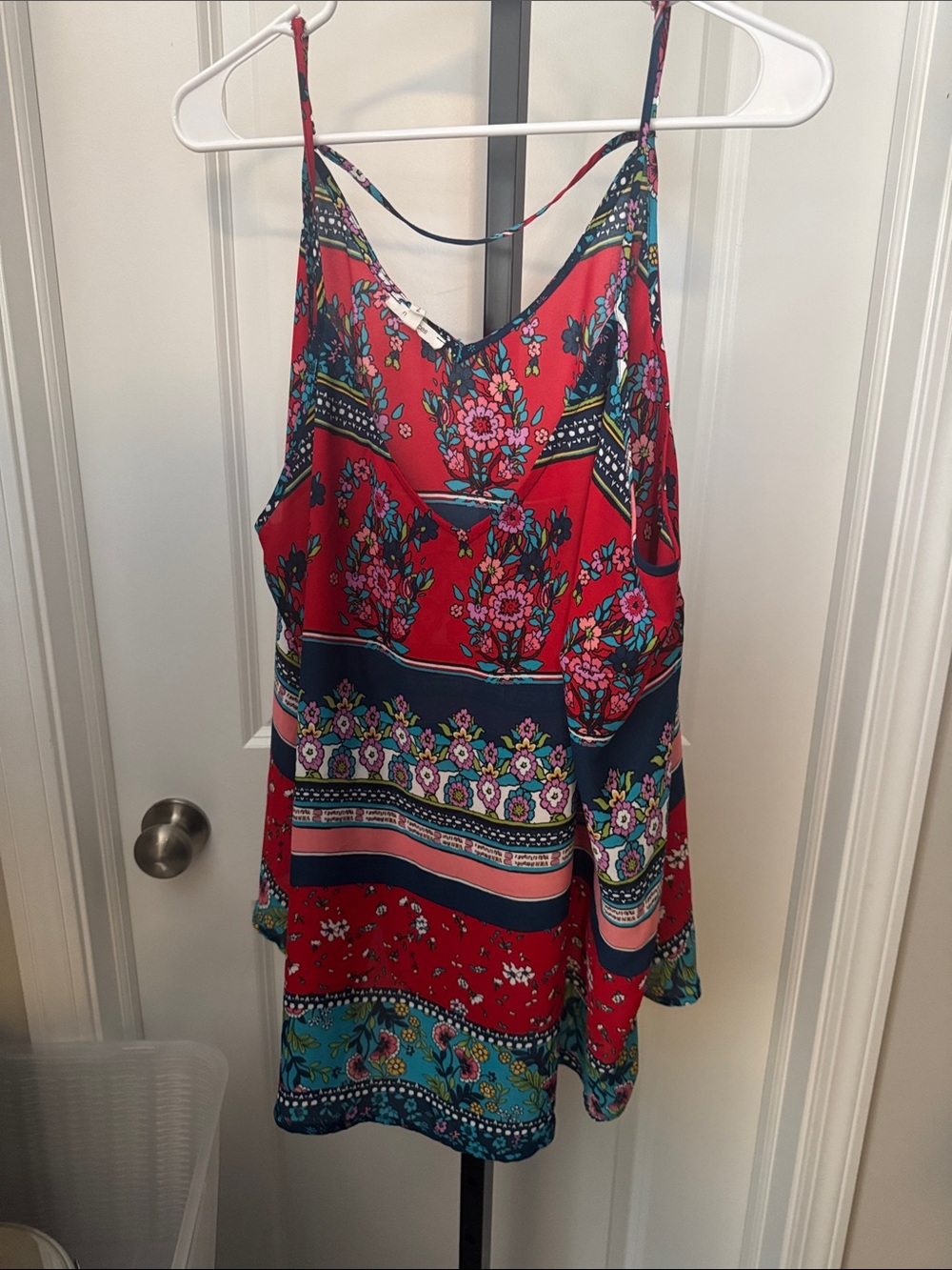 Maurices Red Floral Sundress with Multicolor Blooms